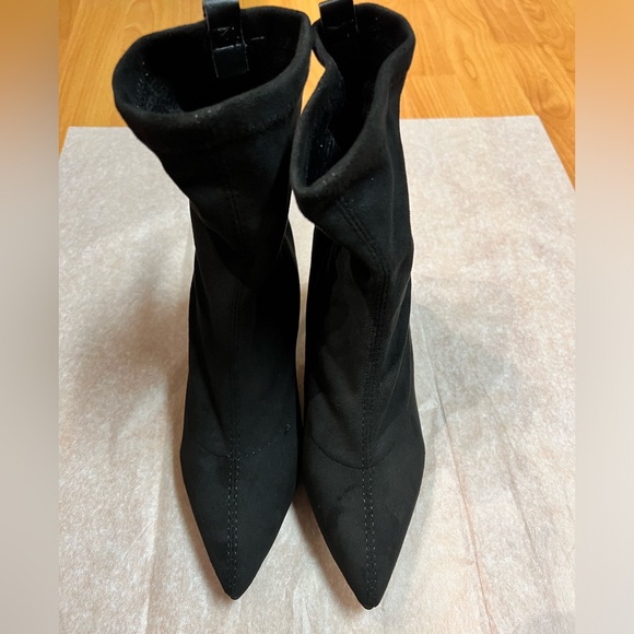 NWOT - Faux Suede Ankle boots with Square Rhinestone Décor Heels (US 7) - Picture 7 of 12